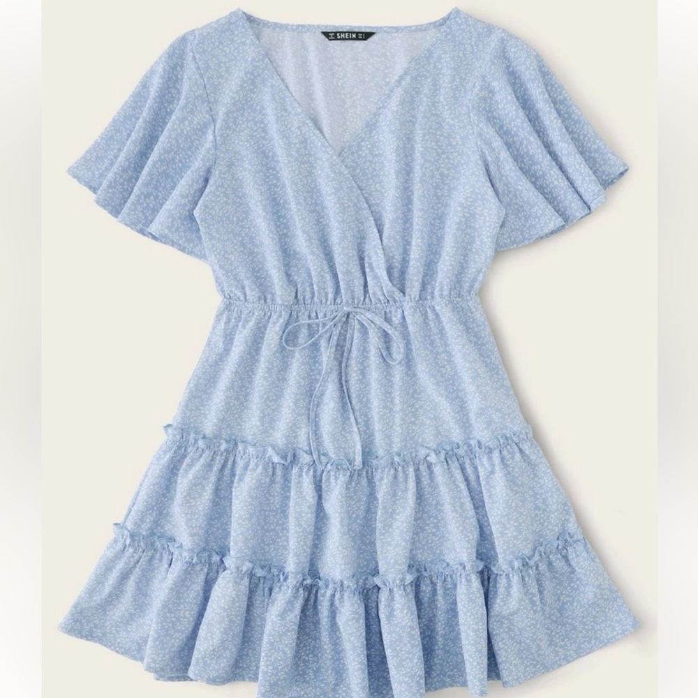 SHEIN Light blue ruffle dress (Size S)